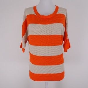 Express Knit Sweater Orange Stripes - Medium